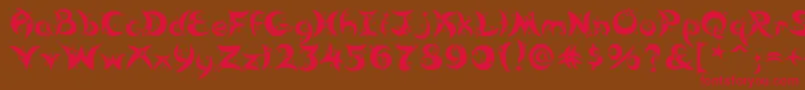 フォントMoonstar – 赤い文字が茶色の背景にあります。