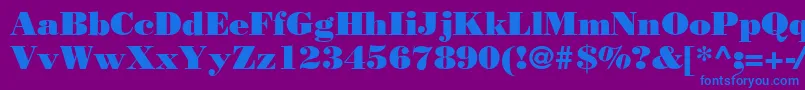 Fonte Bodnoff – fontes azuis em um fundo violeta