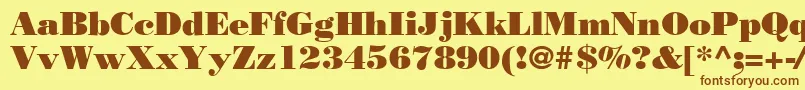 フォントBodnoff – 茶色の文字が黄色の背景にあります。