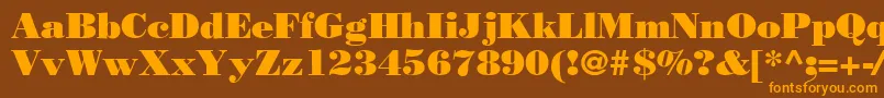 フォントBodnoff – オレンジ色の文字が茶色の背景にあります。