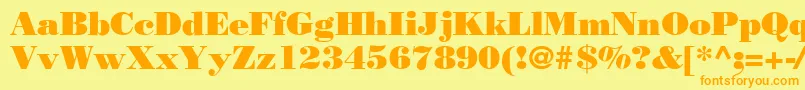 フォントBodnoff – オレンジの文字が黄色の背景にあります。