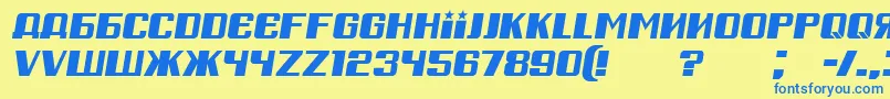 RussianSpringItalic Font – Blue Fonts on Yellow Background