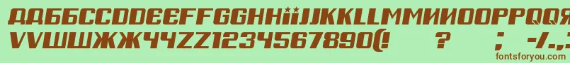 Fonte RussianSpringItalic – fontes marrons em um fundo verde