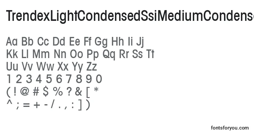 Czcionka TrendexLightCondensedSsiMediumCondensed – alfabet, cyfry, specjalne znaki