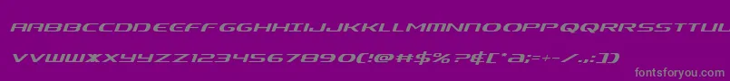 フォントAlphamencondital – 紫の背景に灰色の文字