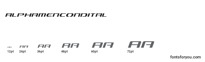 Alphamencondital Font Sizes