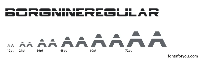Размеры шрифта BorgnineRegular