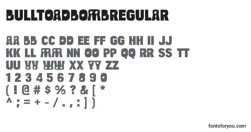 Schriftart BulltoadbombRegular – Alphabet, Zahlen, spezielle Symbole