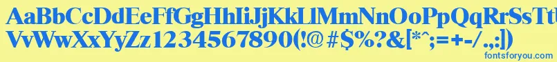 フォントThamesHeavy – 青い文字が黄色の背景にあります。