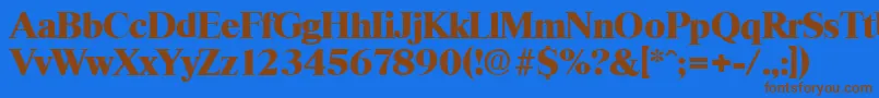 フォントThamesHeavy – 茶色の文字が青い背景にあります。