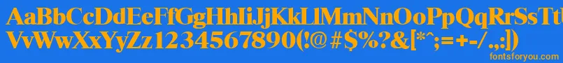 フォントThamesHeavy – オレンジ色の文字が青い背景にあります。