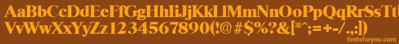 フォントThamesHeavy – オレンジ色の文字が茶色の背景にあります。