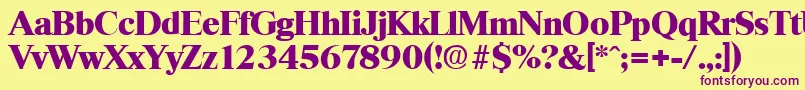 フォントThamesHeavy – 紫色のフォント、黄色の背景