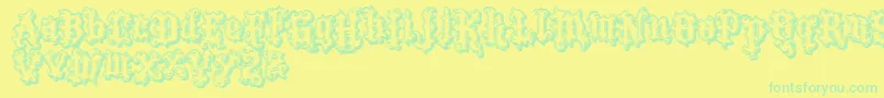 VtksTattooShadow Font – Green Fonts on Yellow Background