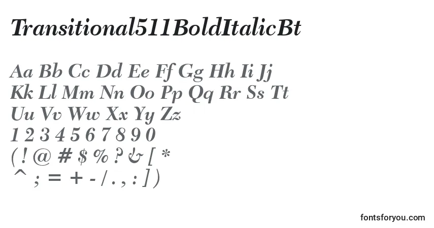 Schriftart Transitional511BoldItalicBt – Alphabet, Zahlen, spezielle Symbole