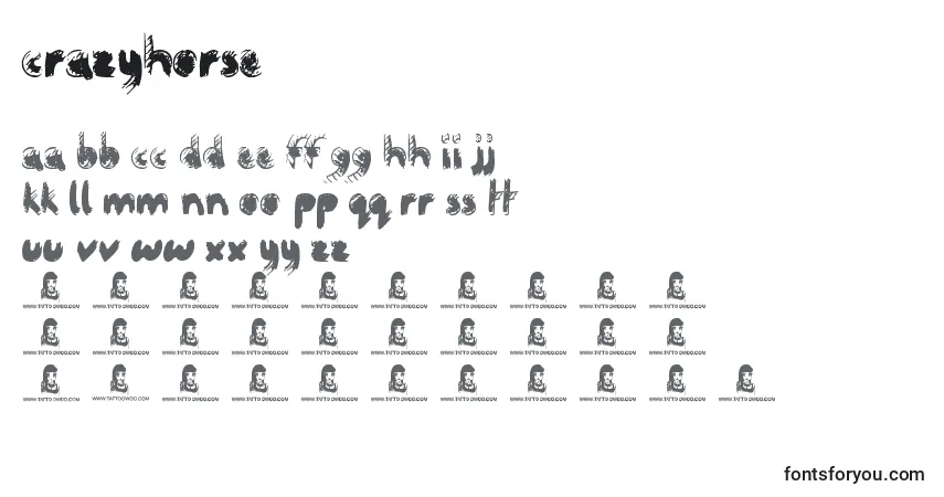 Czcionka CrazyHorse – alfabet, cyfry, specjalne znaki