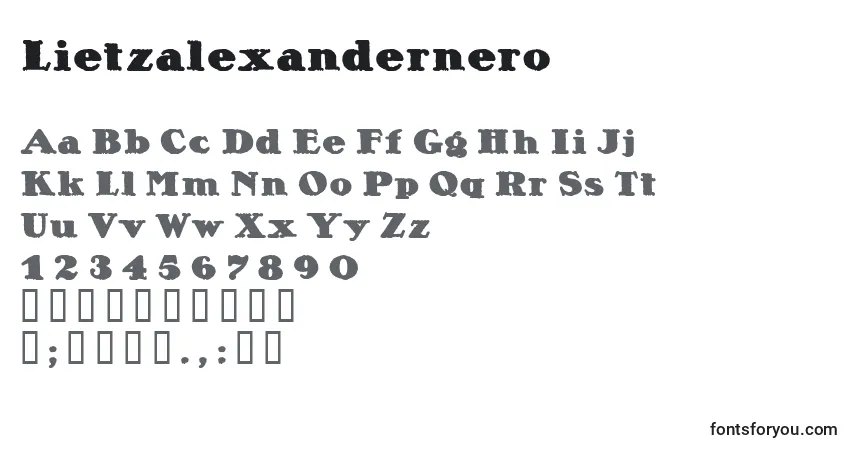 A fonte Lietzalexandernero – alfabeto, números, caracteres especiais