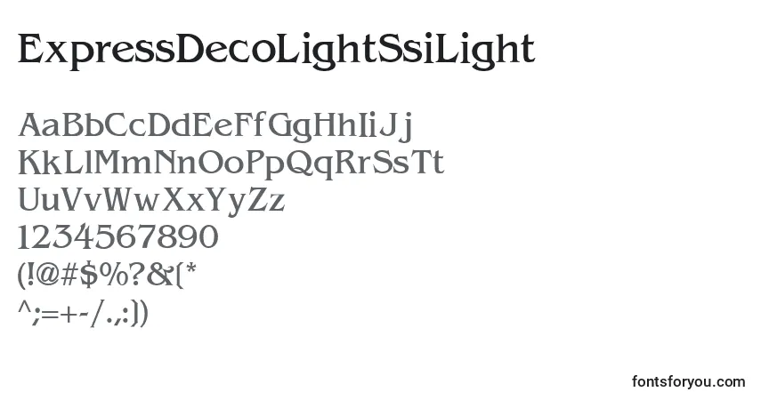 Czcionka ExpressDecoLightSsiLight – alfabet, cyfry, specjalne znaki