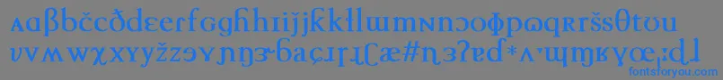 フォントTechphoneticBold – 灰色の背景に青い文字
