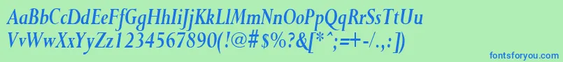 PurloincondensedBoldItalic Font – Blue Fonts on Green Background