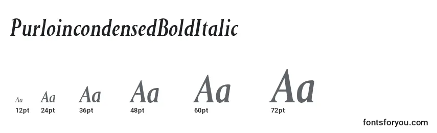 Размеры шрифта PurloincondensedBoldItalic