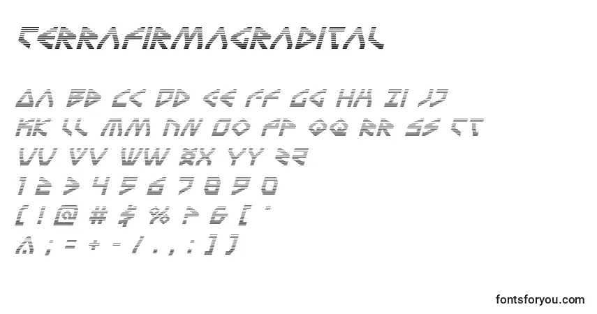 A fonte Terrafirmagradital – alfabeto, números, caracteres especiais
