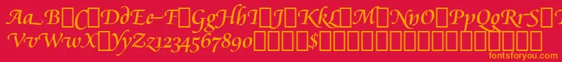 フォントCataneoRegularSwashBt – 赤い背景にオレンジの文字