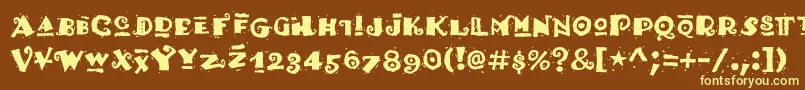 Hottaml-fontti – keltaiset fontit ruskealla taustalla