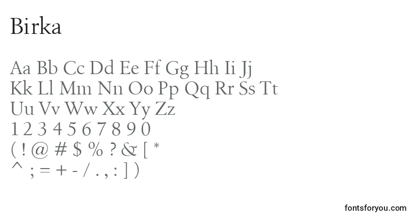 Schriftart Birka – Alphabet, Zahlen, spezielle Symbole