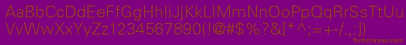 UniversLt45Light Font – Brown Fonts on Purple Background