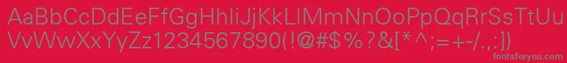 フォントUniversLt45Light – 赤い背景に灰色の文字