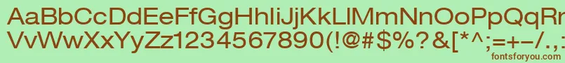 HelveticaLt53Extended-fontti – ruskeat fontit vihreällä taustalla