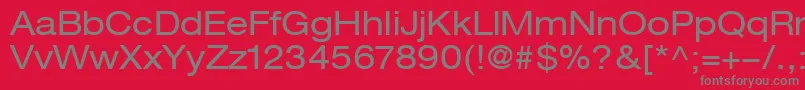 HelveticaLt53Extended-Schriftart – Graue Schriften auf rotem Hintergrund