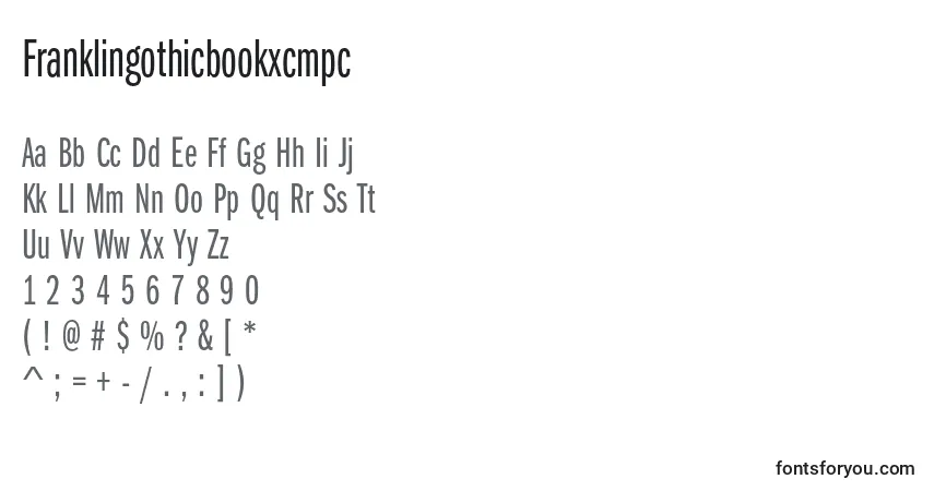 Шрифт Franklingothicbookxcmpc – алфавит, цифры, специальные символы