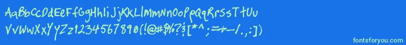 Timtastic Font – Green Fonts on Blue Background
