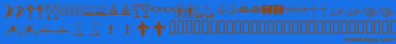 KrLyndasChristianDings Font – Brown Fonts on Blue Background