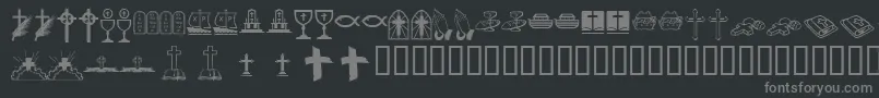 フォントKrLyndasChristianDings – 黒い背景に灰色の文字