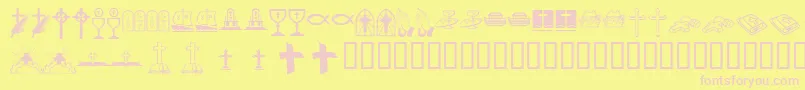 KrLyndasChristianDings Font – Pink Fonts on Yellow Background