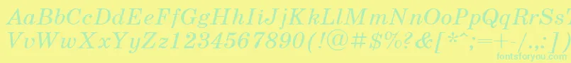 SchoolbookcItalic Font – Green Fonts on Yellow Background