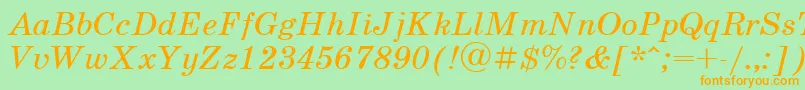 SchoolbookcItalic Font – Orange Fonts on Green Background