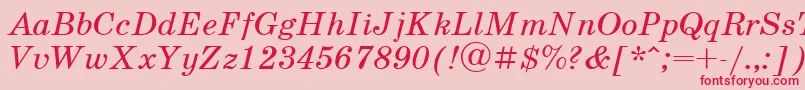フォントSchoolbookcItalic – ピンクの背景に赤い文字