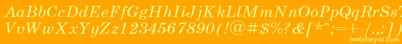 SchoolbookcItalic Font – Yellow Fonts on Orange Background