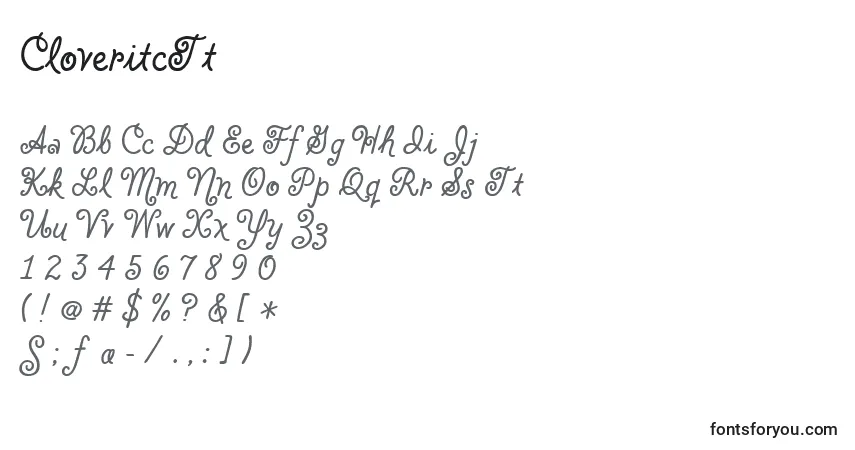 Schriftart CloveritcTt – Alphabet, Zahlen, spezielle Symbole