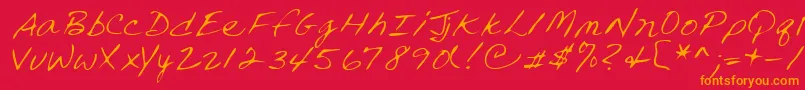 Lehn240-Schriftart – Orangefarbene Schriften auf rotem Hintergrund