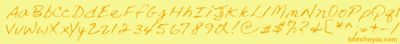 フォントLehn240 – オレンジの文字が黄色の背景にあります。