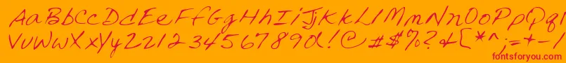 Lehn240-Schriftart – Rote Schriften auf orangefarbenem Hintergrund