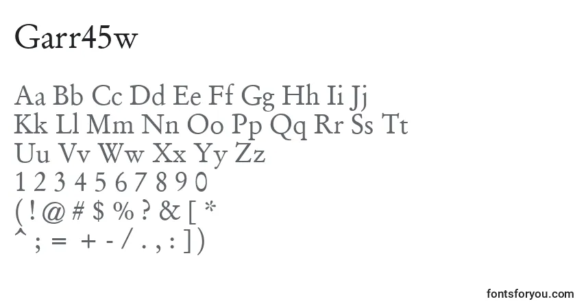 Czcionka Garr45w – alfabet, cyfry, specjalne znaki