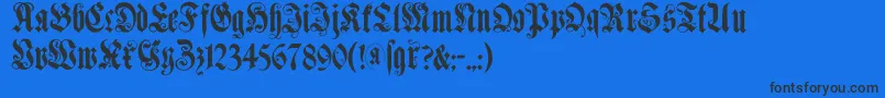 Muenchnerfraktur-Schriftart – Schwarze Schriften auf blauem Hintergrund