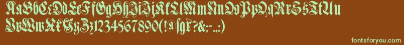 Muenchnerfraktur Font – Green Fonts on Brown Background