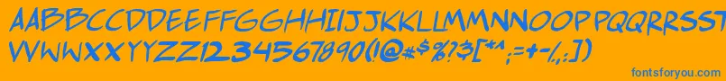 Comichustletbsital Font – Blue Fonts on Orange Background